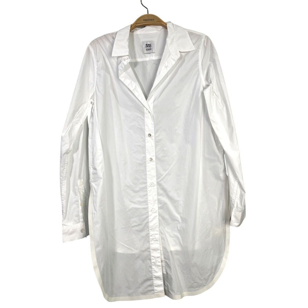 Marithe Francois Girbaud x Closed Shirt Women S White High-Low Satin Trim Poplin